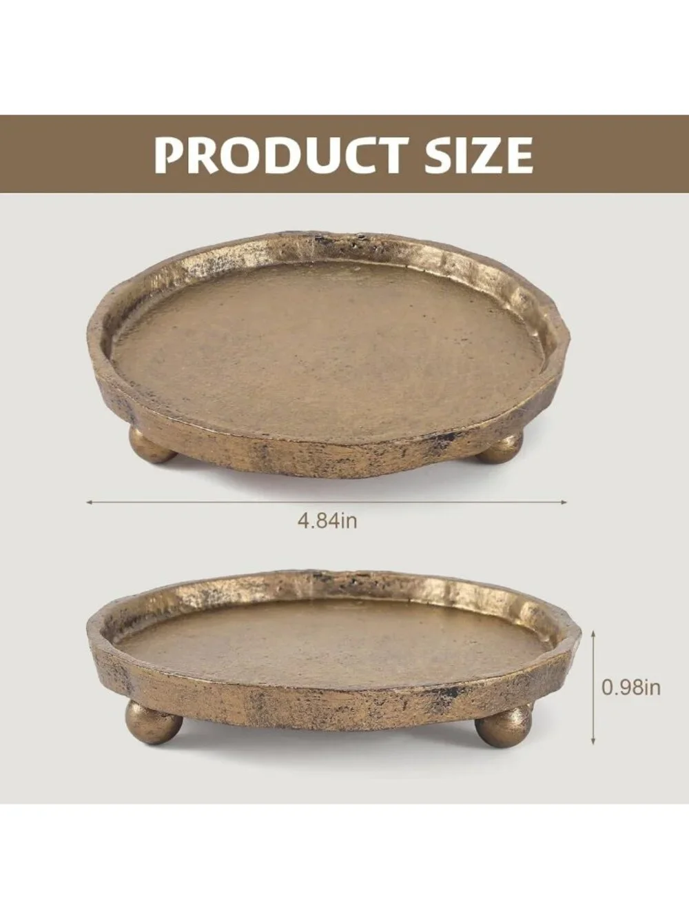 Rustic Vintage Cast Iron Candle Holder Plate - Round Tray for Pillar Candles